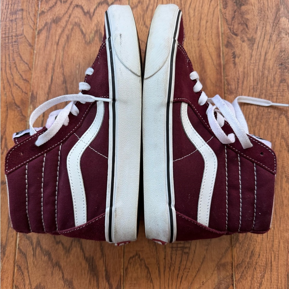 Vans Sk8-Hi Skate shoe high top burgundy & white men’s 6.5 women’s 8 sneakers - Picture 5 of 11